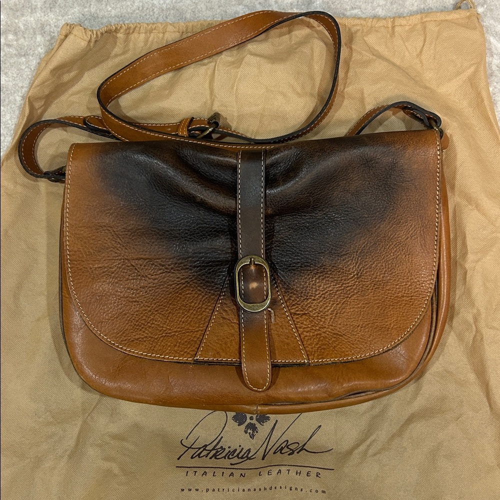 PATRICIA NASH • Two-Tone Leather Crossbody Bag